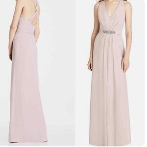 NWT Jenny Packham Chiffon Maxi Dress Gown Bridesmaid Twist Back JP1002 Blush 8